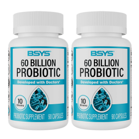 BSYS 60 Billion CFU Probiotic Capsules  Acid-Resistant Stomach-Resistant Formula  Intestinal Delivery Technology  Digestive & Immune Health Suppo (Option: Two bottles)