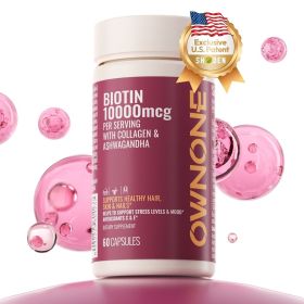 OWNONE Biotin Per Serving-HSN Care Promote Hair, Skin, Nails Growth Shoden Ashwagandha Extract Support Stress & Mood Multiple Natural Ingredients (Option: 1bottle)