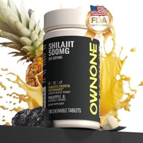 OWNONE SHILAJIT Chewable Tablets 15000MG High Content For Muscle,Energy,Strength Athletic Performance Support Pineapple Flavor 60 Tablets (Option: 1bottle)
